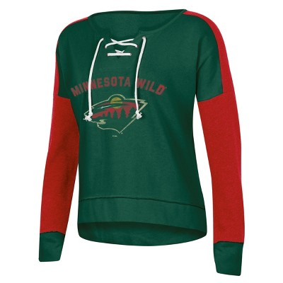 NHL Minnesota Wild Women's Warming House Open Neck Fleece Sweatshirt S