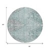 Teal Blue And Ivory Geometric Washable Indoor Outdoor Area Rug - 3 of 4