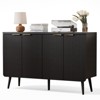 FONTOI Storage Cabinet, Sideboard Cabinet with Doors and Shelves, Buffet Cabinet with Waveform Panel for Dining Room, Black, 47.2*13.8*30 - 4 of 4
