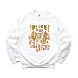 Simply Sage Market Women's Graphic Sweatshirt Ride or Die Wild West - 1 of 3