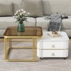 NicBex Set of 2 Tempered Glass Coffee Table Center Nesting Tables with Drawers for Living Room - 4 of 4