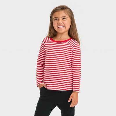 Girls red and 2025 white striped shirt