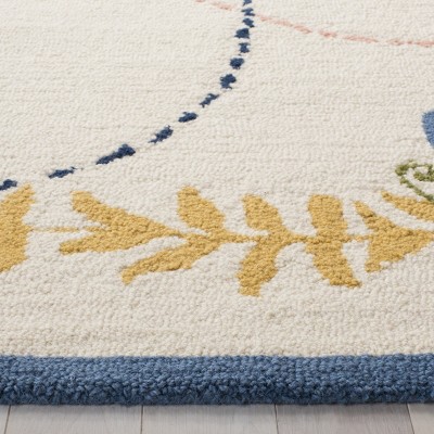 Ivory and Blue Hand-Tufted Wool Kids Butterfly Rug 4' x 6'