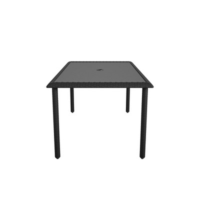 Black Steel and Glass Rectangular Patio Dining Table