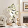 Faux Southern Magnolia Plant Yellow Flowered Magnolia, Artificial Magnolia Tree Inc. Realist Touch Flowers Vivid Leaves White Pot Dry Moss - 2 of 4