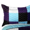 Slickblue Full/Queen 3PC Bed Quilt Set, Soft & Washable, Quilt Style, Patchwork, 90.5"x90.5", Purple/Pink, 3PC - 3 of 4
