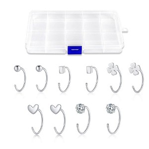 Elegant Earrings Hoops and Studs Luxurious Pure Silver Earring Set Five Pairs of Minimalist Earrings for Women - 1 of 4