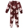 Hudson Baby Infant Girl Plush Sleep and Play, Burgundy Floral - 3 of 4
