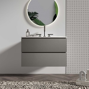 FAMYYT 30 in. Single Sink Floating Grey Bath Vanity with White Ceramic Top, 2 Soft Drawers - 1 of 4