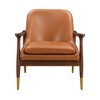 XIYUYEU 29.2'' Mid-Century Accent Chair, Faux Leather Armchair with Cushioned Seat, Solid Wood Frame, and Brass-Tipped Legs, Set of 2, Brown - 4 of 4