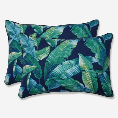 Hanalei Lagoon 2pc Rectangular Outdoor Throw Pillow Set Blue - Pillow Perfect