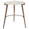 Chadton Side Table White/Gold Finish - Signature Design by Ashley: Marble Top, Antique Gold Base, Round Shape - 3 of 4