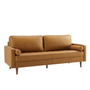 81" Valour Leather Sofa Tan - Modway: Mid-Century Modern, Walnut-Stained Legs, Supports 900 lbs - 1 of 4