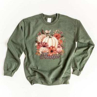 Simply Sage Market Women's Graphic Sweatshirt Thankful Pumpkin Floral