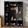 Okak 79IN Modern Hall Tree with 6 Cabinets and 4 Coat Hooks, Coat Rack with Shoe Storage Bench and Adjustable Shelf for Hallway, Living Room, Black - 3 of 4