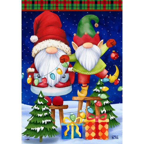 Christmas Gnomes House Flag Holiday Humor Elf Presents 28