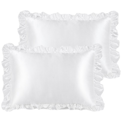 PiccoCasa Satin Retro Silky with Ruffle Luxury Envelope Closure Pillowcases 2 Pcs White 20"x30" - image 1 of 4