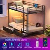 Greenstell Metal Bunk Bed Full Over Full Bed Frame with Storage Drawers & Charging Station and  LED Light ,with Safety Guardrail & Ladders Black - 3 of 4