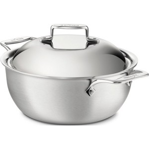 All-Clad BD55500 D5 Brushed 18/10 Stainless Steel 5-Ply Bonded Dishwasher Safe Dutch Oven with Domed Lid Cookware, 5.5-Quart, Silver - 1 of 4
