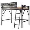 Bellemave Queen Size Loft Bed with Ladder, Metal Queen Loft Bed with Storage Shelves, High Loft Bed for Kids Teens, Black - 3 of 4