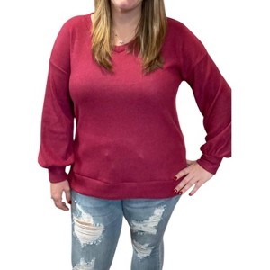 Women's Fleece Ribbed Sweater - honeyme - 1 of 2