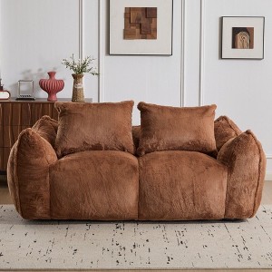 CAVINAS Bean Bag Couch for Adults, 75.2" Oversized Fluffy Faux Fur Loveseat, 2-Seater Couch with Memory Foam Filled for Living Room,Bedroom - 1 of 4