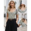 INSPIRE CHIC Women's Stripe Sweetheart Neck Short Sleeve Ruched Casual Body Suit Tops - 2 of 4