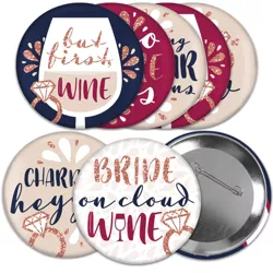 Big Dot of Happiness Vino Before Vows - 3 inch Winery Bridal Shower or Bachelorette Party Badge - Pinback Buttons - Set of 8