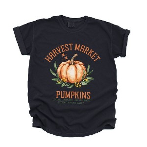 Simply Sage Market Women's Harvest Market Pumpkin Short Sleeve Garment Dyed Tee - 1 of 4