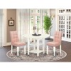 HomeStock 3-Pc Linen White Finish Round Solid Wood Top Dining Table Set - 2 of 4