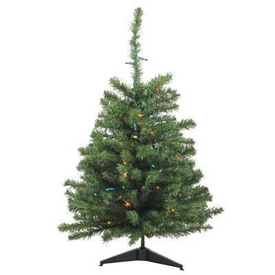 Northlight 3' Prelit Artificial Christmas Tree Canadian Pine - Multicolor Lights