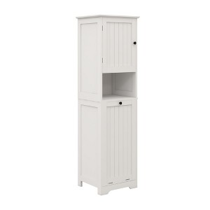 Sevobal Bathroom Storage Cabinets, Floor Organizer with Flip Drawer and Open Storage Shelf for Bathroom, White, 15.74"*13.77"*55.11" - 1 of 4