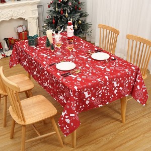Christmas Pattern Decoration Table Cover Holiday Tablecloth, 60" x 120" Red - 1 of 4