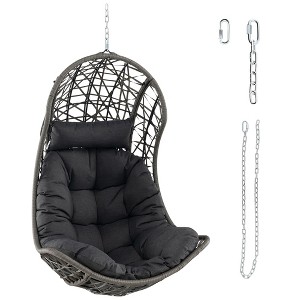 Tangkula Hanging Egg Chair PE Rattan Swing Hammock Chair w/ Soft Pillow & Cushion - 1 of 4