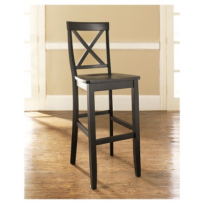 Modern Classic X-Back Solid Hardwood 30" Barstool in Black - Set of 2