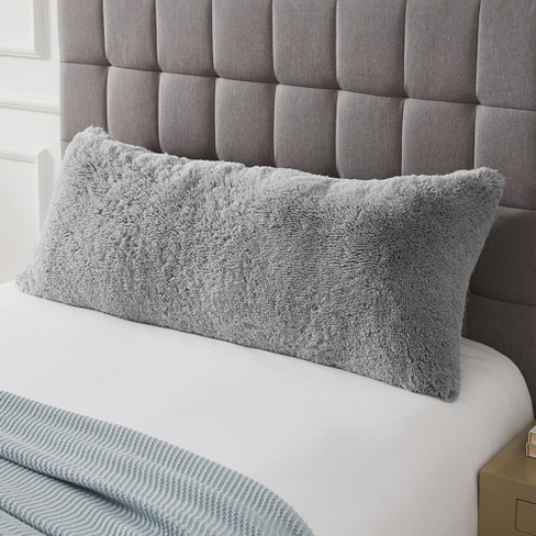 Sweet Home Collection 2Pk Plush pillow Faux Fur - Soft and Comfy Throw  pillow - Silver