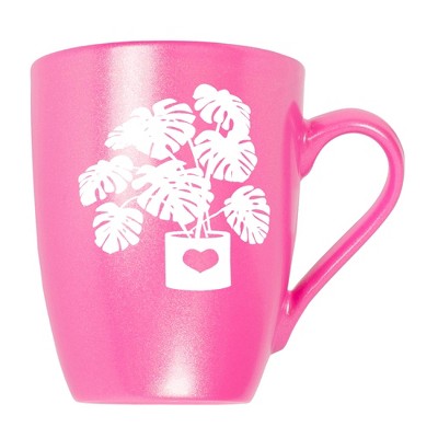 Elanze Designs Botanical Foliage Nature Coffee Cup Mug 10 Ounce Ceramic With Shimmery Metallic Finish Elegant Minimalist Monstera in Heart Planter