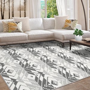 Area Rug, Washable Non-Slip Geometric Mat for Entryway, Patio & Kitchen - 1 of 4