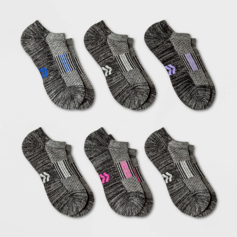 Women's Finish Line Striped Cushioned 6pk No Show Athletic Socks - All In Motion™ 4-10, 1 of 4