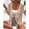 Womens Lightweight Crochet Cardigan Sweater Rib Knit Open Front Mesh Cardigan Sweater Coats - 3 of 4