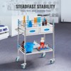 VEVOR Service Cart, 2 Layers Stainless Steel Utility Rolling Cart, Medical Cart with Two Drawers, Dental Utility Cart with Lockable Wheels - 4 of 4