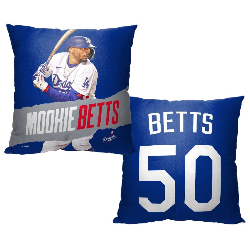 18&#34;x18&#34; MLB Los Angeles Dodgers 23 Mookie Betts Player Printed Throw Decorative Pillow, 3 of 6