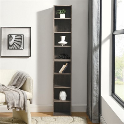 YONWAY 8-Tier Media Tower Rack,CD DVD Slim Storage Cabinet with Adjustable Shelves,Tall Narrow Bookcase Display Bookshelf for Home Office