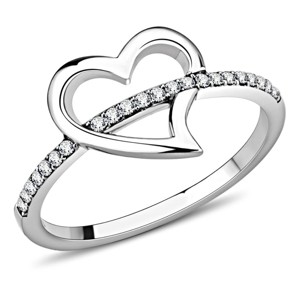 Slickblue Stainless Steel Ring - Polished Finish, Clear Heart CZ Stones, Romantic and Classic Design for Women, Size 5-10 - 1 of 4