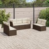 vidaXL 7 Piece Patio Sofa Set with Cushions - Brown and Cream Without Table - 2 of 4