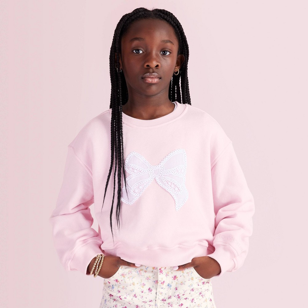 Girls' Ella French Terry Bow Applique Sweatshirt - LoveShackFancy x Target Pink XXL