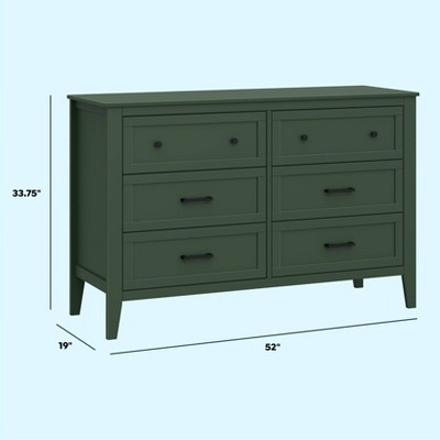 Forest Green Painted Double Nursery Dresser with 6 Drawers
