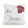 YOOCOZZ Christmas Trendy Decor, Let It Snow Christmas Throw Pillow – 20x20" Square Cotton Cushion with Red & Green Knit Hat Design and Insert - 2 of 4