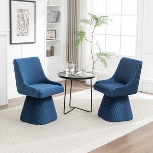 SEYNAR Modern Velvet 360 Degree Swivel Armless Dining chair Set of 2 - 1 of 4