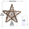 Aoibox Christmas Tree Topper Star Rattan 10 Inch Rustic Farmhouse Decor 50 Warm White LED Lights Double Sided 1 Piece - 3 of 4